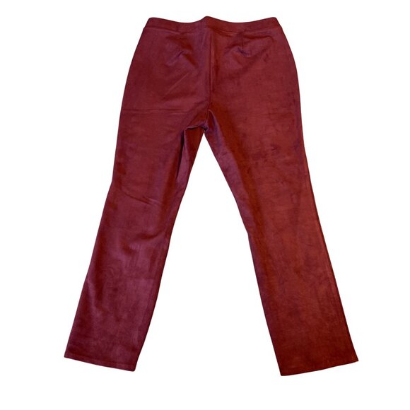 Chicos WomensTunic Leisure Suit Medium/Large Faux Suede Burgundy Stretch Preppy - Picture 4 of 16